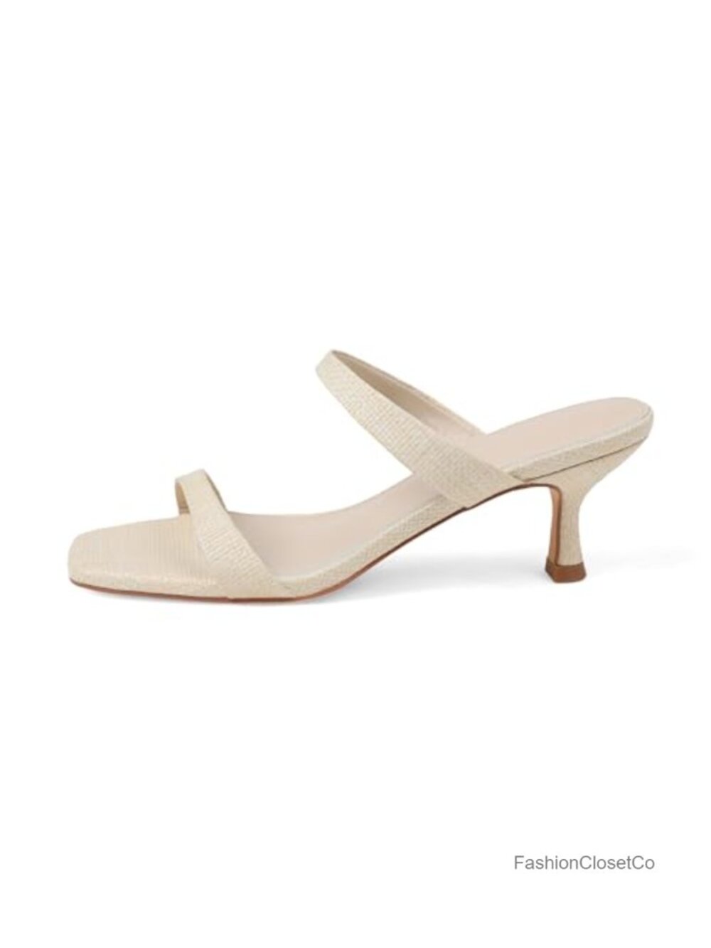 Kitten Heel Sandals with Two Strap Square Open Toe Low Heeled Sandals for Summer